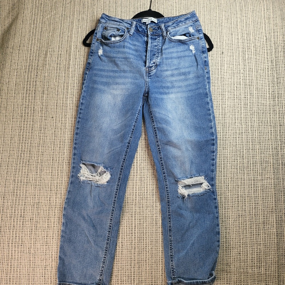 And Now This Women Jeans 28 Blue The Slim Boot Highrise Stretch 28x24 Distressed